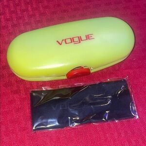 Vogue Vibrant Yellow Glasses Case with Red Logo. Kids size
